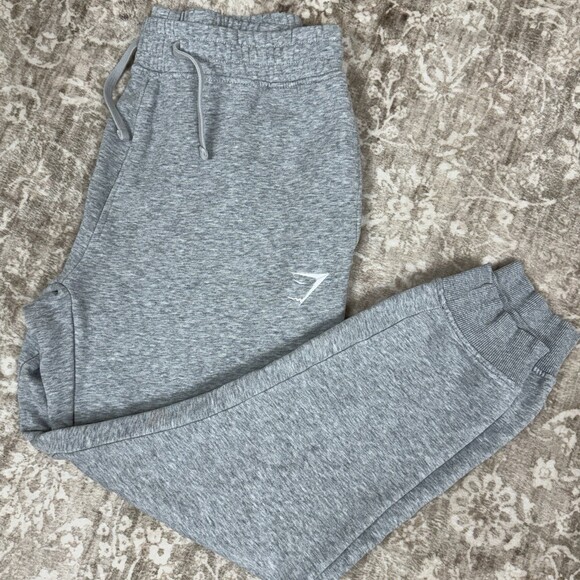 Gymshark Other - Gym Shark Joggers Mens M Grey Cotton Sweatpants White Logo